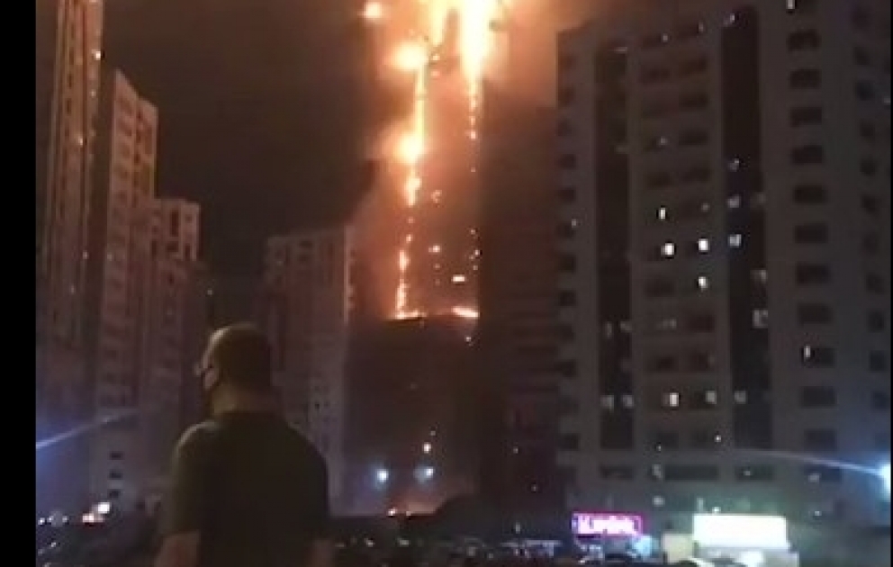 Minor injuries reported after high-rise tower catches fire in the United Arab Emirates