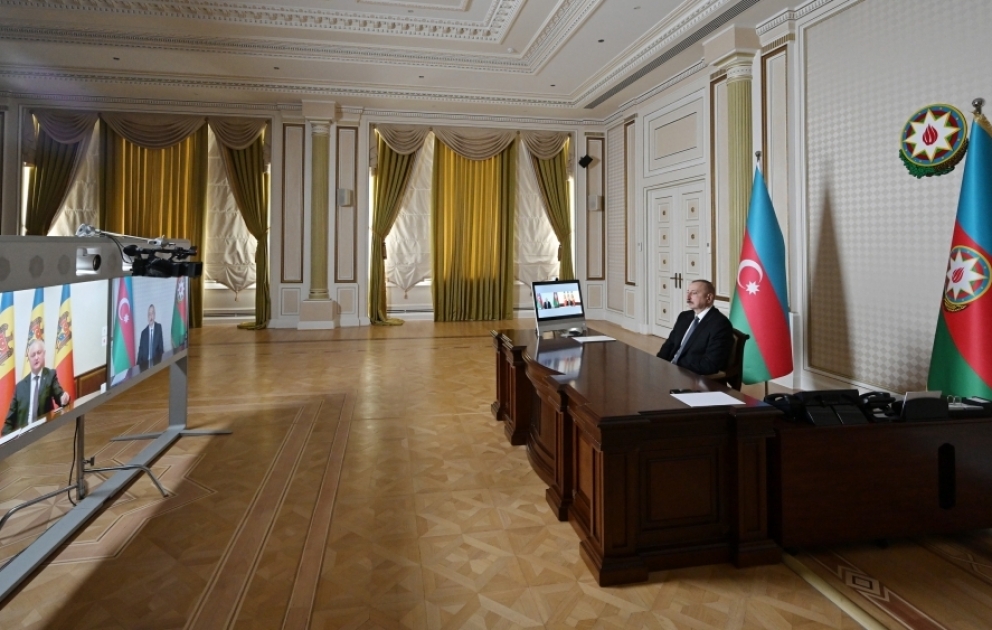 Azərbaycan Prezidenti İlham Əliyevlə Moldova Prezidenti İqor Dodon arasında videokonfrans formatında görüş keçirilib