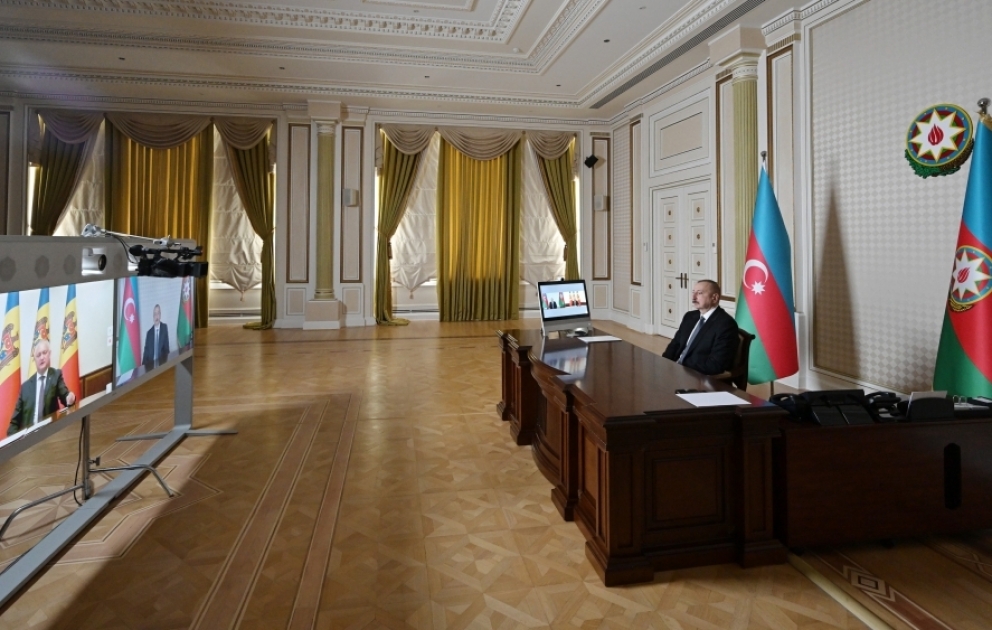 Состоялась встреча Президента Азербайджана Ильхама Алиева и Президента Молдовы Игоря Додона в формате видеоконференции