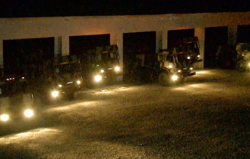 During the exercises, the troops were redeployed at night