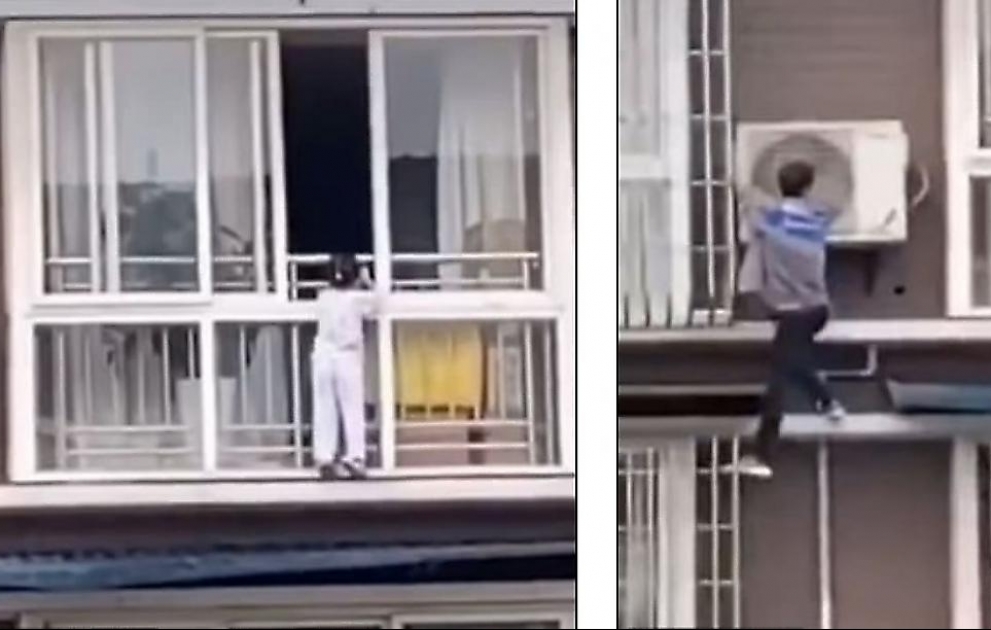 Çinli özünü təhlükəyə ataraq köməksiz qalan uşağı xilas etdi