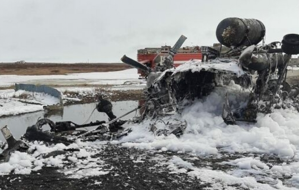 Rusiyada hərbi helikopterin qəzaya düşdüyü anın görüntüləri