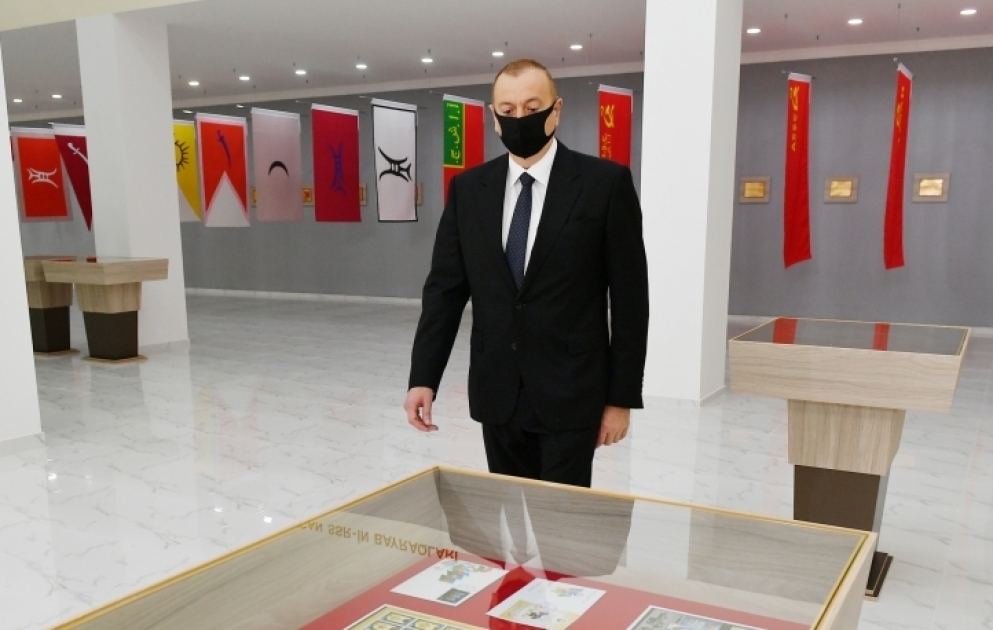 Prezident İlham Əliyev Tərtərdə Dövlət Rəmzləri Muzeyinin açılışında iştirak edib