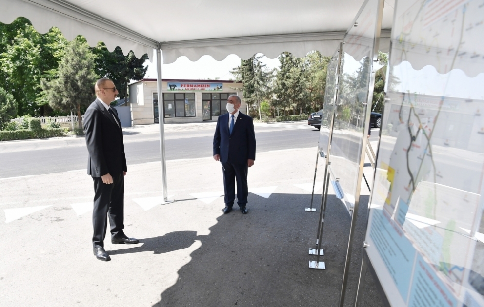 Präsident Ilham Aliyev weiht rekonstruierte Autostraße in Terter Region ein