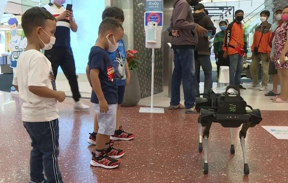 Robot dog hounds Thai shoppers to keep hands virus-free