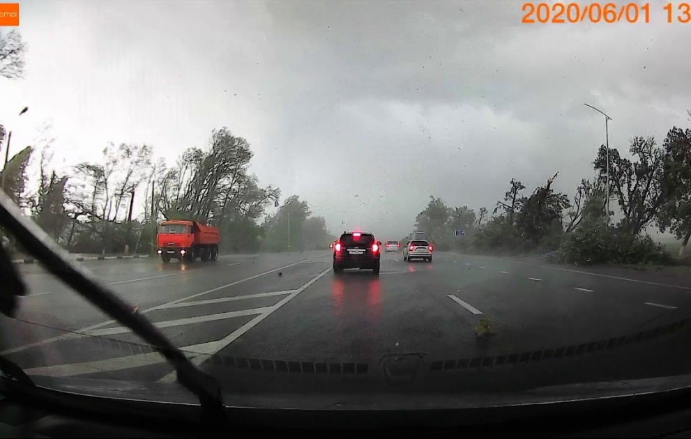 Hurricane Tears Trees Down Along Highway