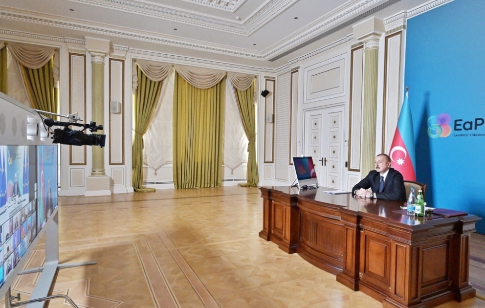 Le président Ilham Aliyev participe au sommet par visioconférence des pays du Partenariat oriental