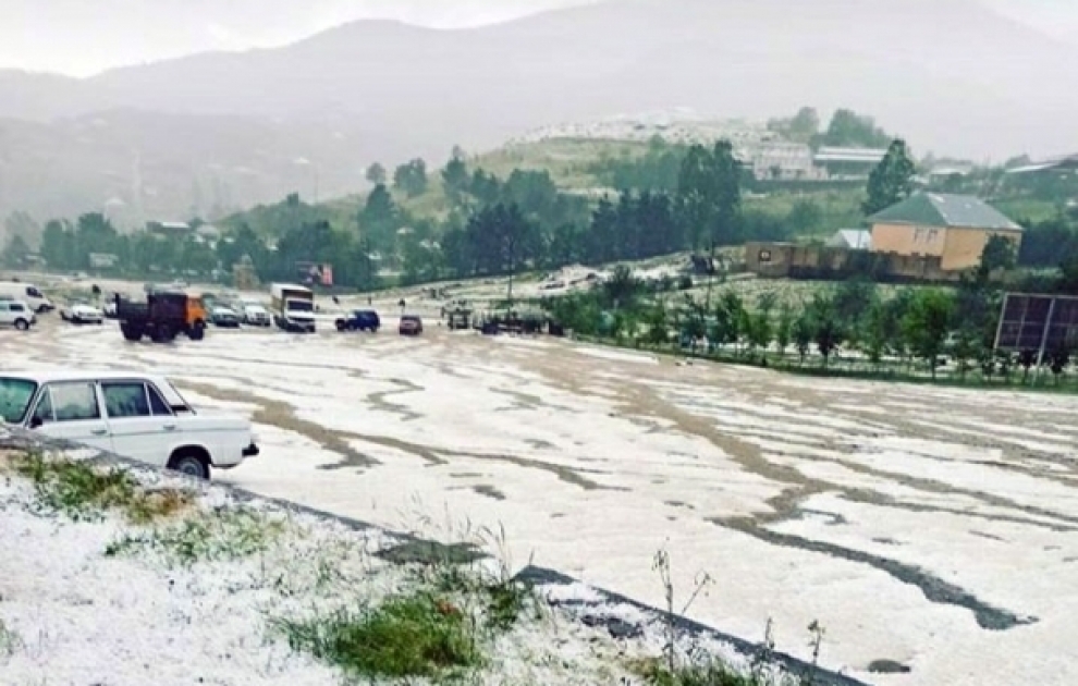 Snow and hail in Gadabay region of Azerbaijan