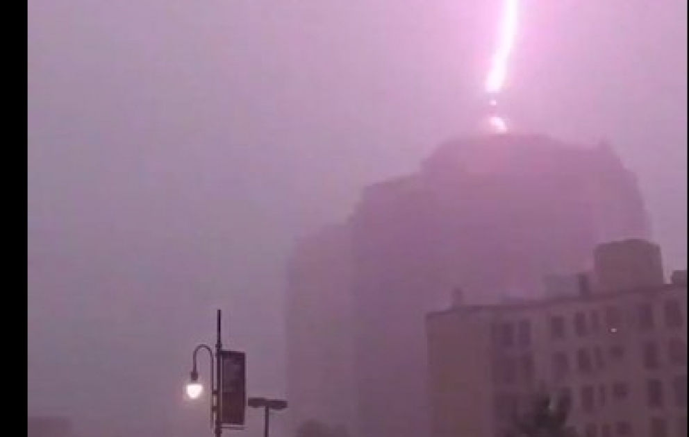 Lightning struck the Harris County Courthouse on Monday morning as storms moved through the Houston area