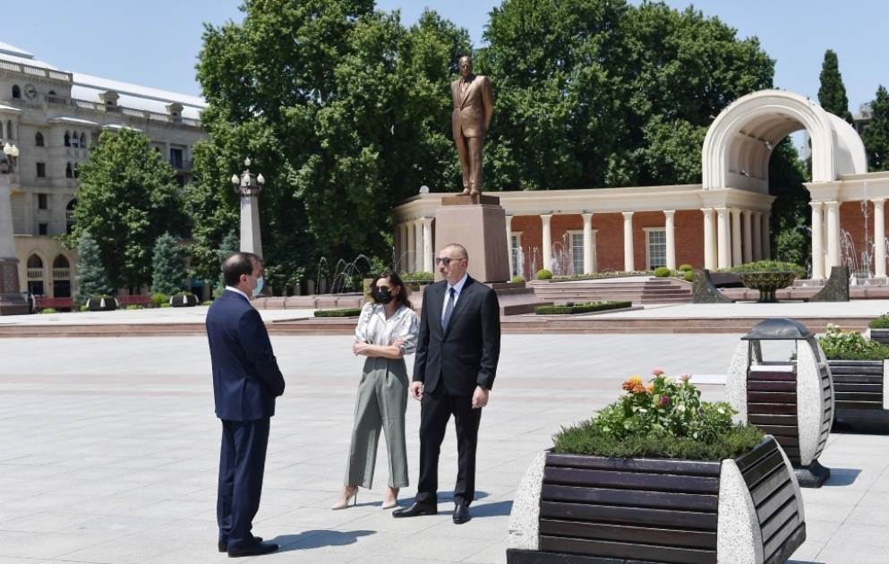 President Ilham Aliyev arrived in Ganja city for visit