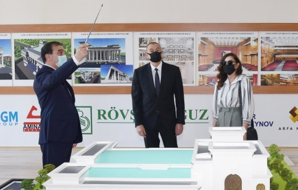 President Ilham Aliyev viewed construction of new building of Ganja State Drama Theatre