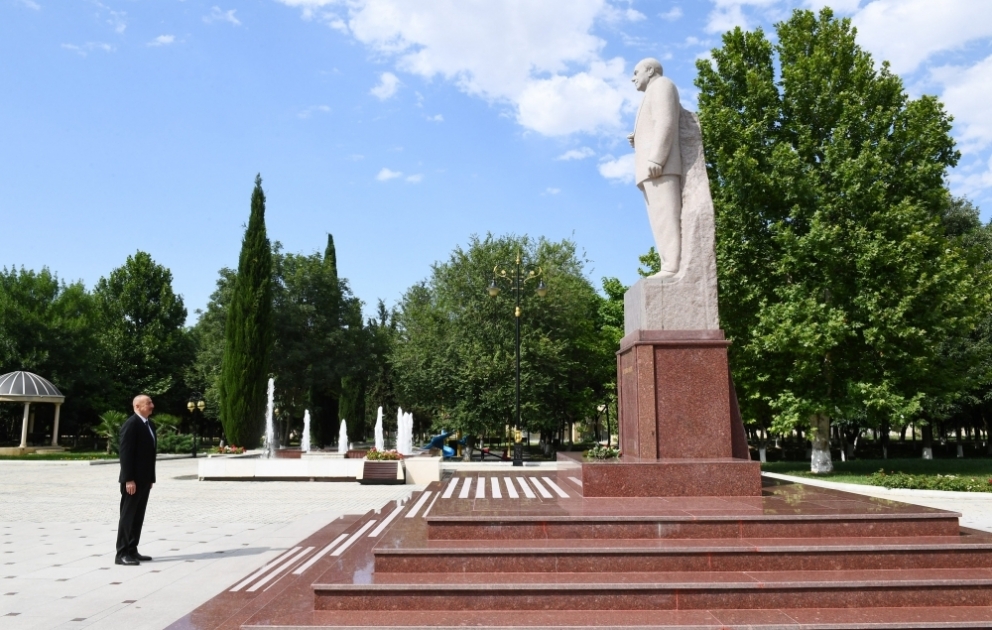 President Ilham Aliyev arrived in Samukh district for visit