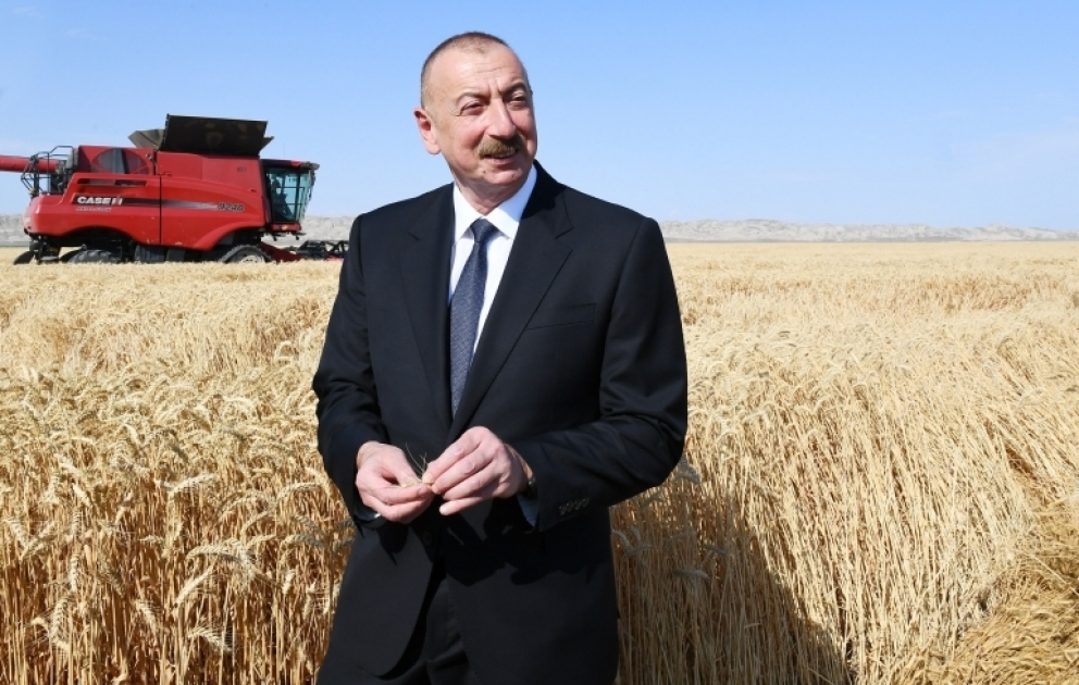 President Ilham Aliyev attended presentation of agropark in Garaaghajli village in Samukh