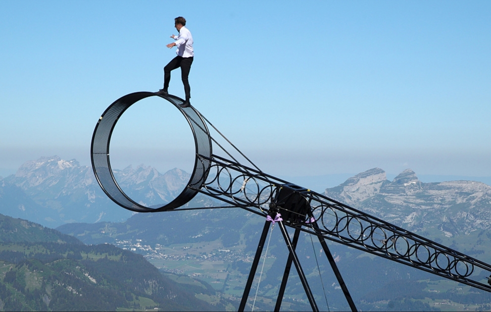 Swiss acrobats perform at Les Diablerets Alpine reopening