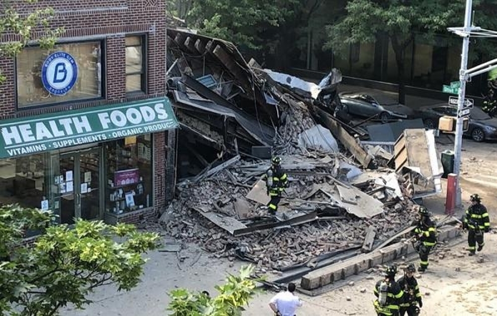 Firefighters Respond to Brooklyn Building Collapse