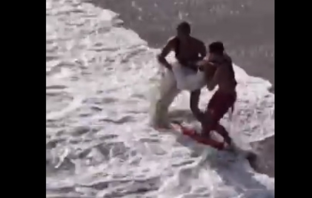 Lifeguards saved a wedding couple that was swept into the Pacific Ocean while taking photos in Southern California