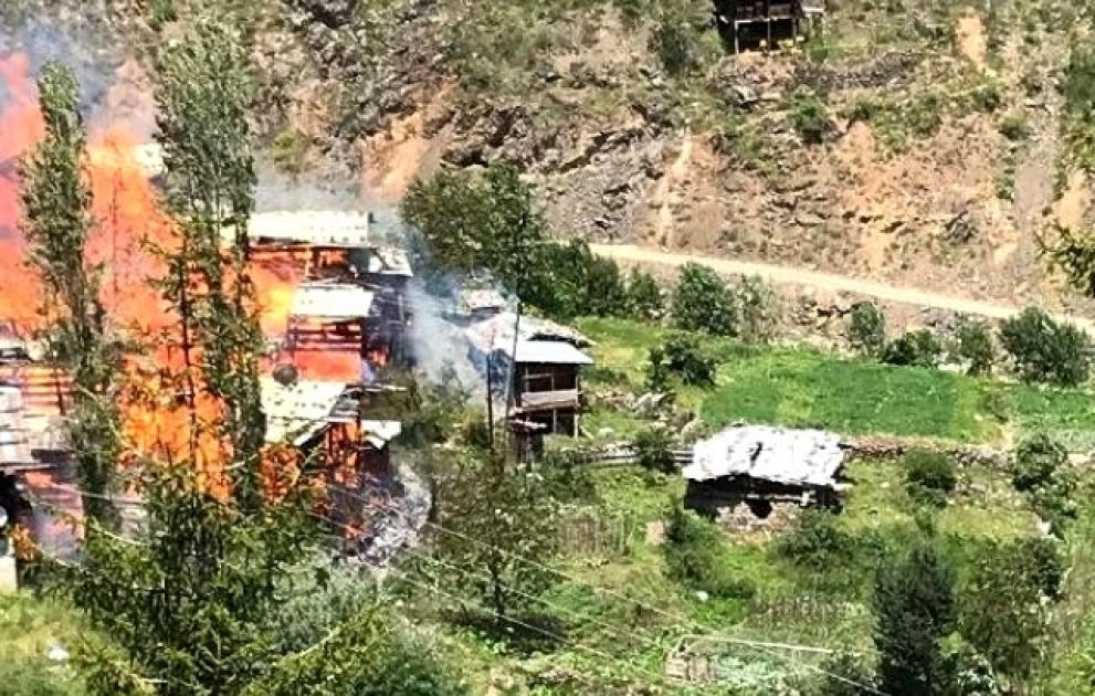 Türkiyənin Artvin vilayətinin Dokumacılar kəndində yanğın baş verib