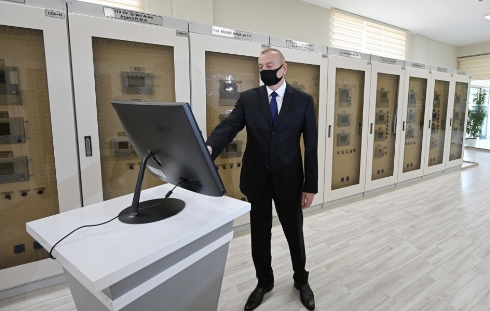 Prezident İlham Əliyev Bakının Nizami rayonunda yenidən qurulan “8-ci km” yarımstansiyasının açılışında iştirak edib