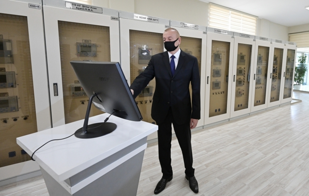 Präsident Ilham Aliyev weiht rekonstruiertes Umspannwerk im Stadtteil Nizami von Baku ein
