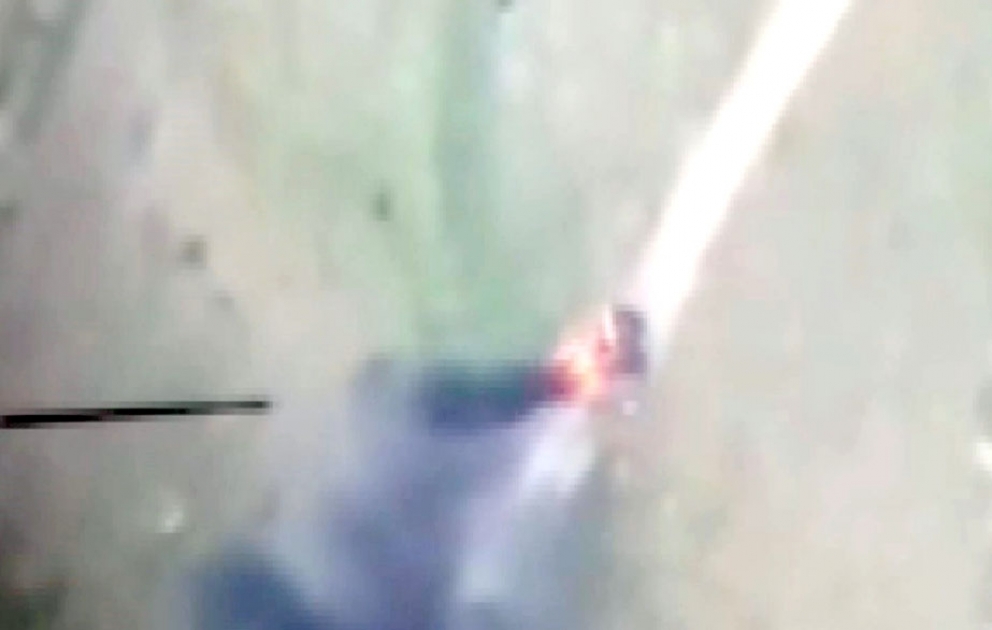 Enemy’s military vehicle was destroyed by the accurate fire of our units