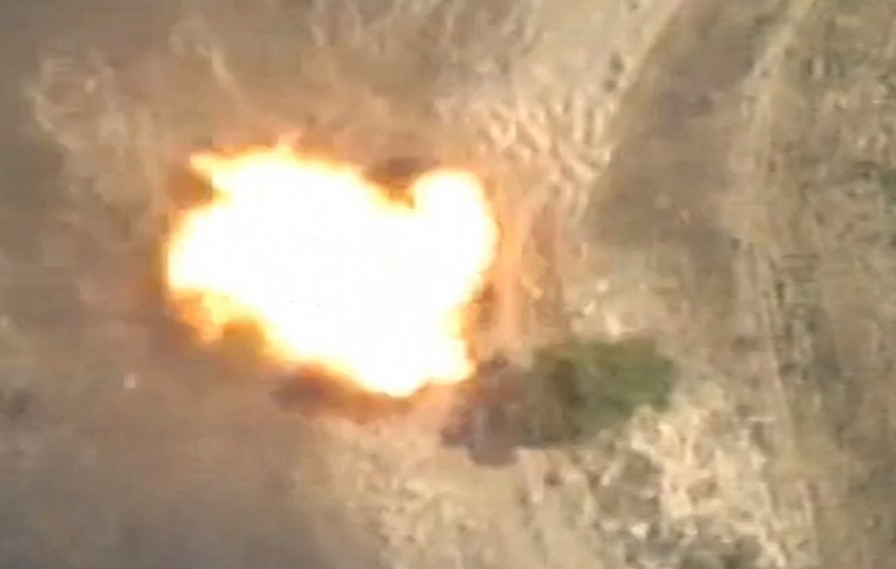 Enemy’s vehicle was destroyed by the accurate fire