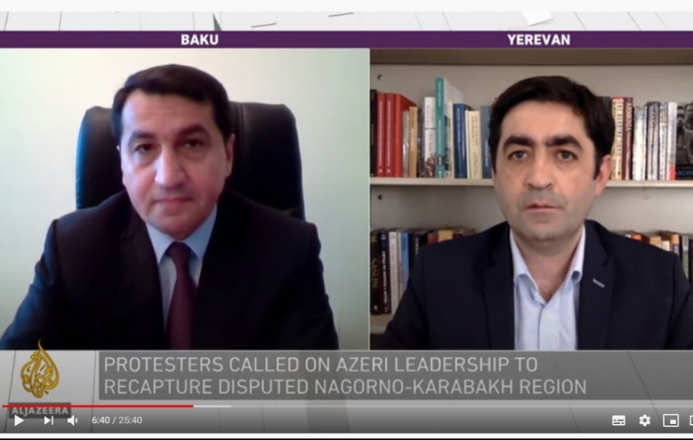 Prezidentinin köməkçisi “Aljazeera İnternational” kanalında Ermənistanın təcavüzkar siyasətini ifşa edib