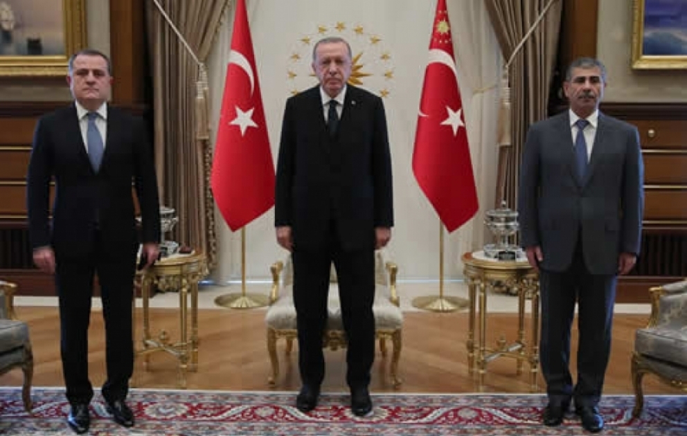 Türkiyə Prezidenti Azərbaycanın Xarici İşlər və Müdafiə nazirlərini qəbul edib