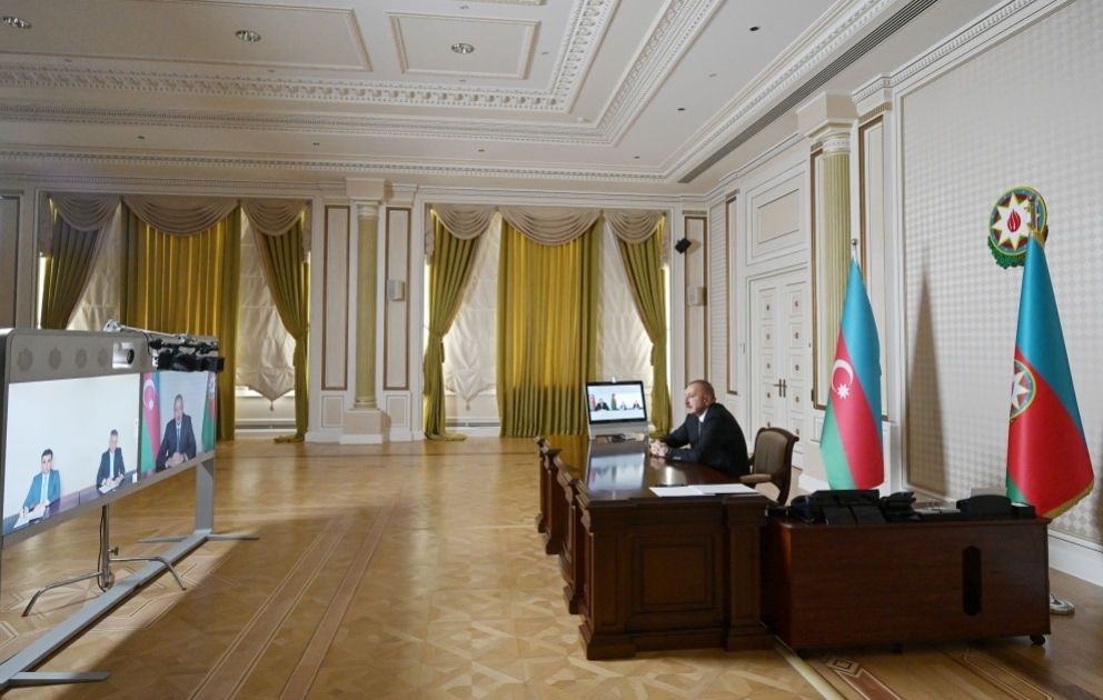Präsident Ilham Aliyev empfängt neue Leiter der Exekutiven von Bilasuvar und Saatly im Videoformat
