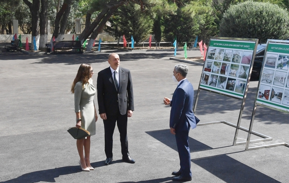 Le président Ilham Aliyev et la première dame Mehriban Aliyeva prennent part à l’inauguration d’une maison de la culture à Sourakhany