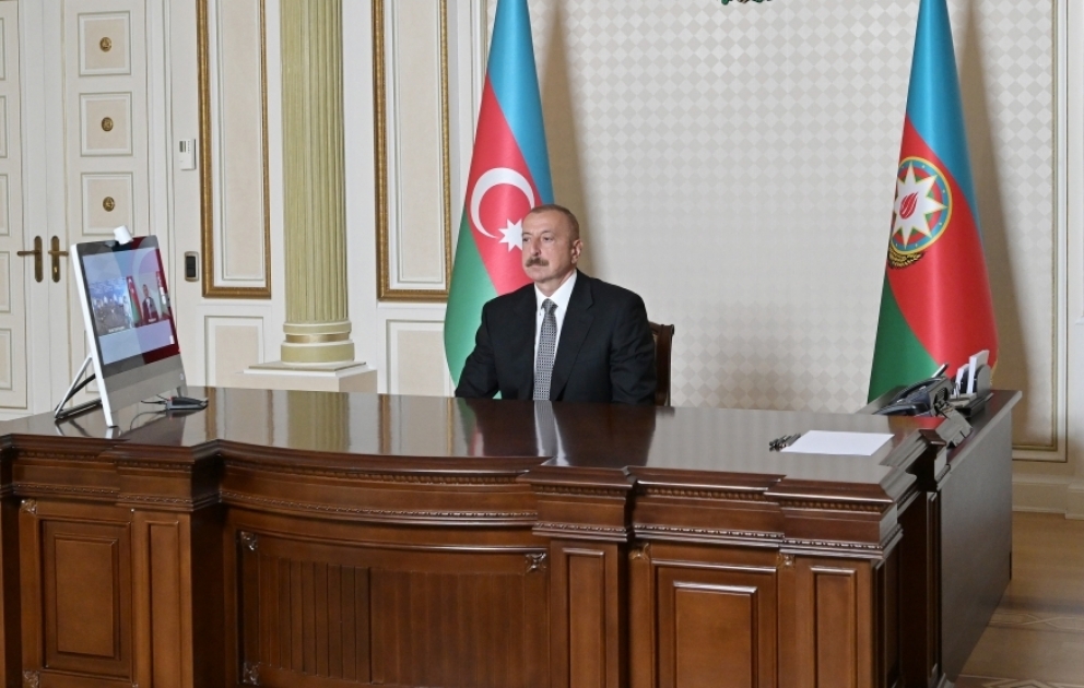Prezident İlham Əliyev koronaviruslu xəstələrin müalicəsi üçün modul tipli növbəti hospitalın açılışında videoformatda iştirak edib
