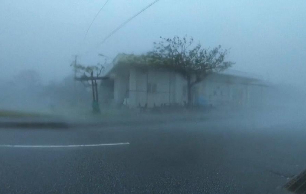 Typhoon Maysak sweeps over southern Japan