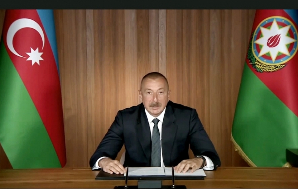 President Ilham Aliyev made a speech at general debates of 75th session of United Nations General Assembly in a video format