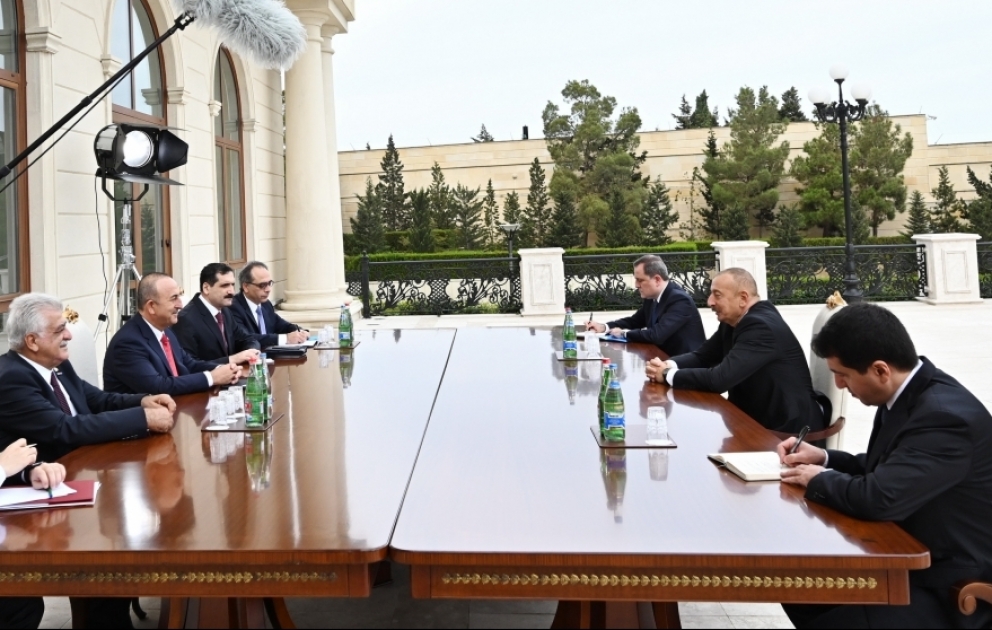President Ilham Aliyev received delegation led by Turkish Foreign Minister