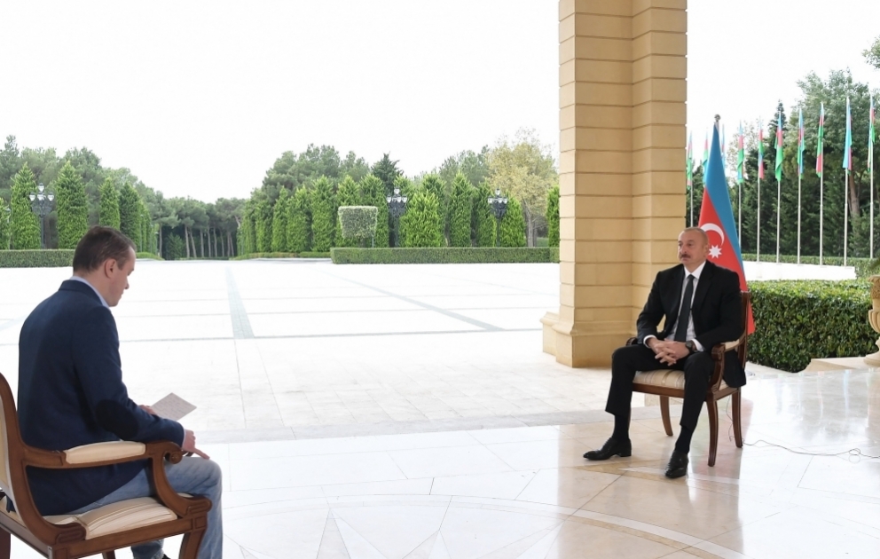 President Ilham Aliyev was interviewed by Russian “Perviy Kanal” TV