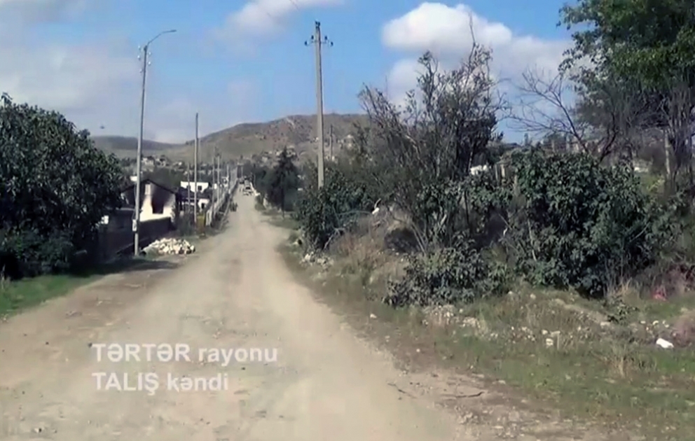 Tərtər rayonunun işğaldan azad olunan Talış kəndinin videogörüntüsü