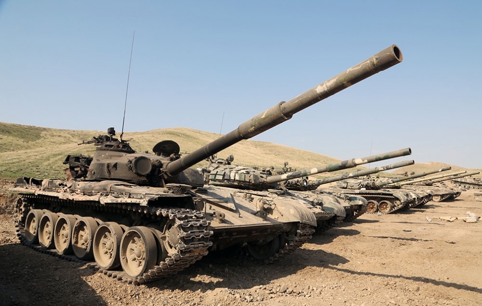 Another military equipment both left by the enemy on the battlefield while fleeing and destroyed by the units of the Azerbaijan Army
