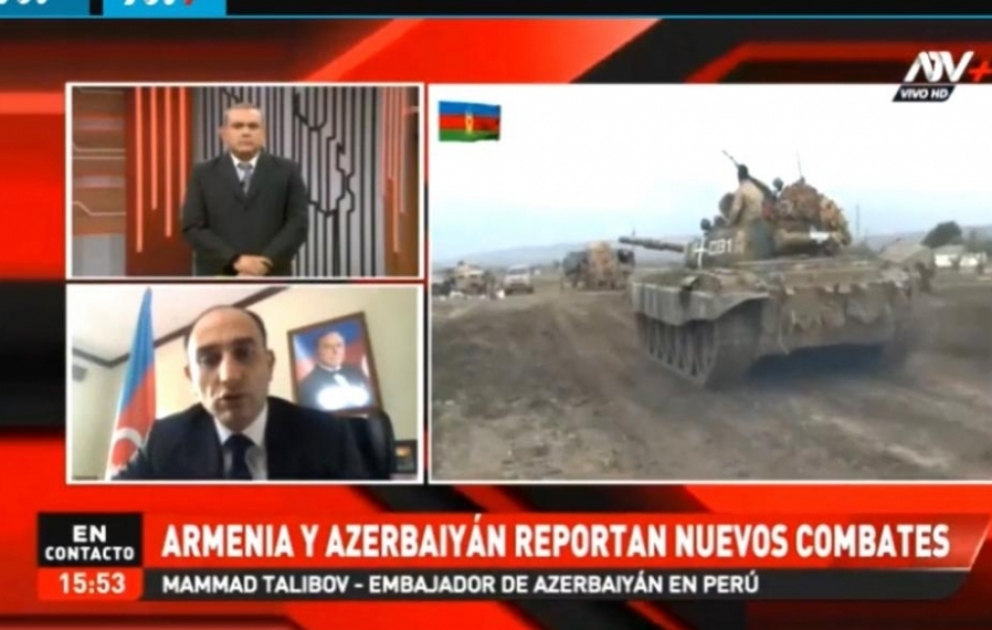 Peru televiziyasında Ermənistanın törətdiyi müharibə cinayətlərindən danışılıb
