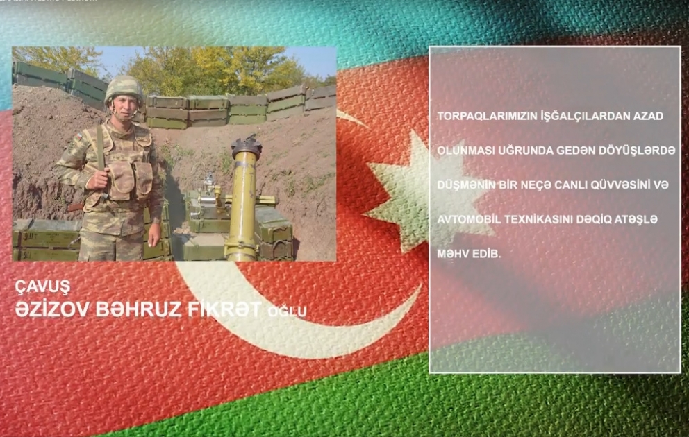 Düşmənin canlı qüvvəsini və avtomobil texnikasını məhv edən Azərbaycan əsgəri