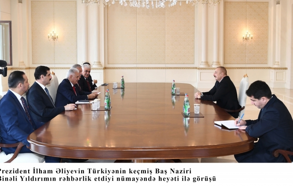 Prezident İlham Əliyev Türkiyənin keçmiş Baş Naziri Binəli Yıldırımın rəhbərlik etdiyi nümayəndə heyətini qəbul edib