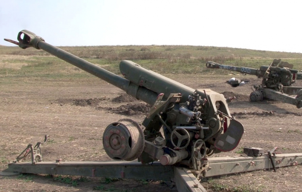 Military vehicles left by Armenian armed forces on battlefield