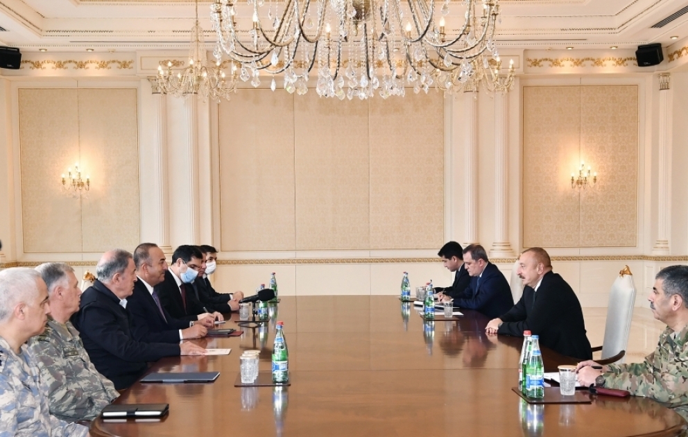 President Ilham Aliyev received Foreign Minister and Minister of National Defense of Turkey