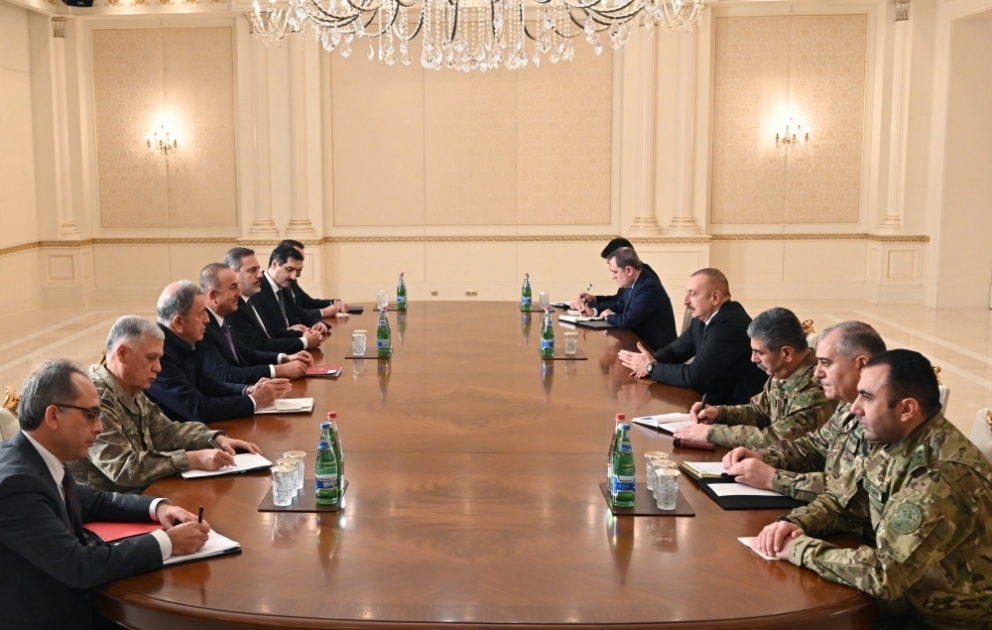 President Ilham Aliyev received Turkish Foreign Minister, Minister of National Defense and Director of National Intelligence Organization