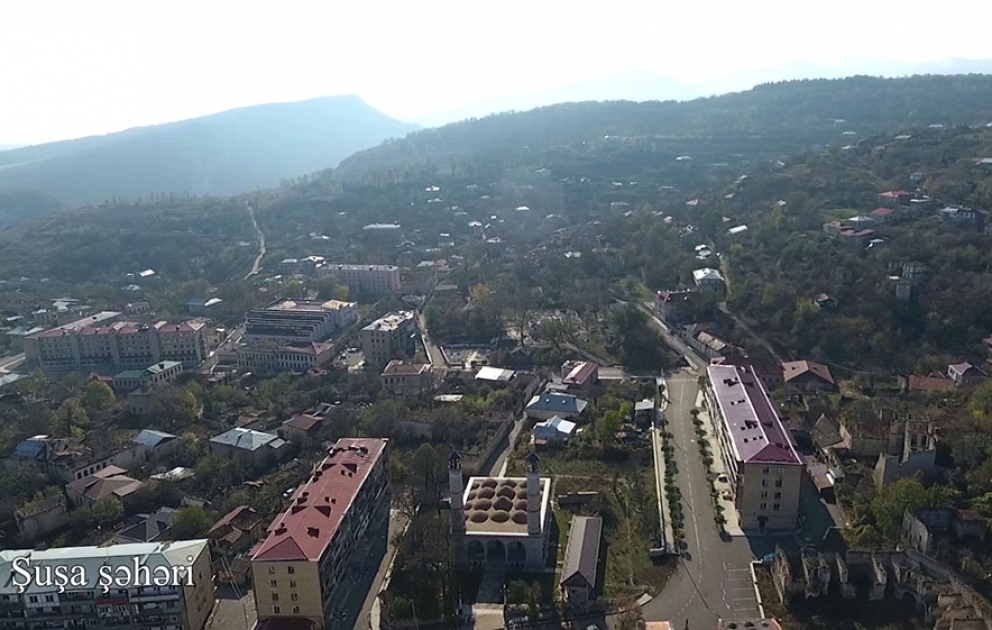 Şuşa şəhərinin havadan videogörüntüsü