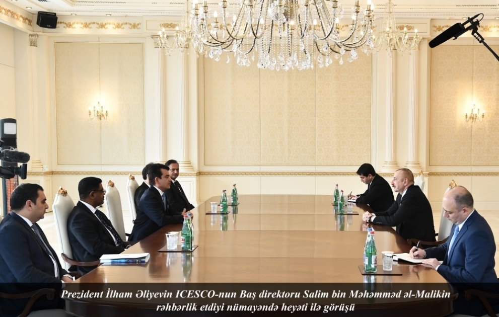 Prezident İlham Əliyev ICESCO-nun Baş direktorunun rəhbərlik etdiyi nümayəndə heyətini qəbul edib