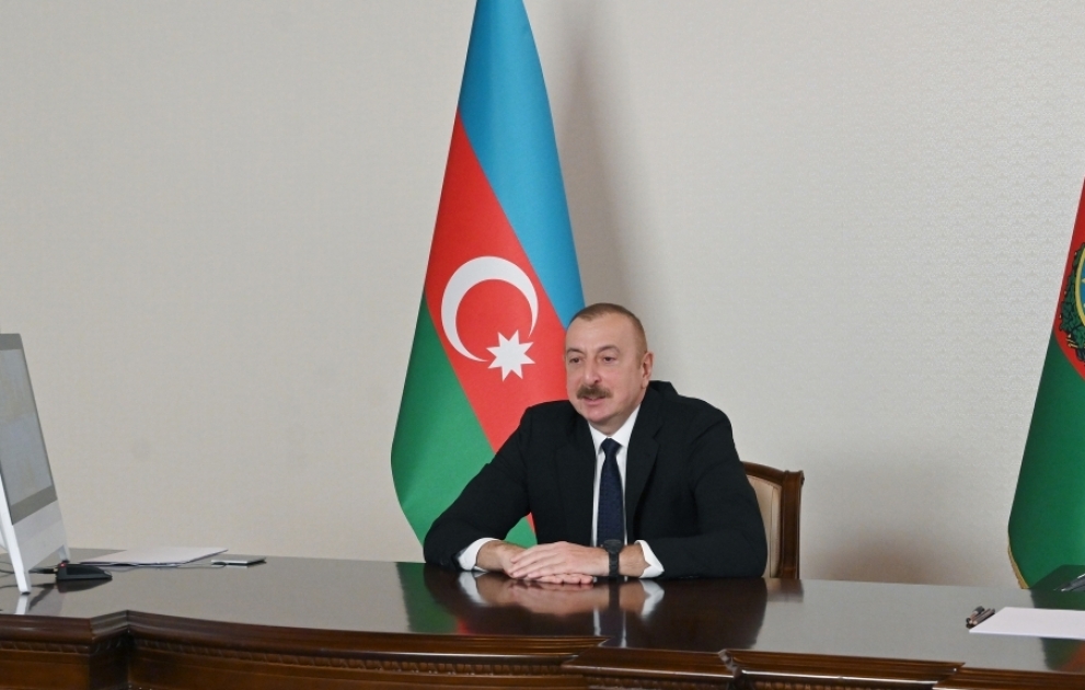 Treffen zwischen Präsident Ilham Aliyev und seinem turkmenischen Amtskollegen Gurbanguly Berdimuhamedow in einem Videokonferenzformat