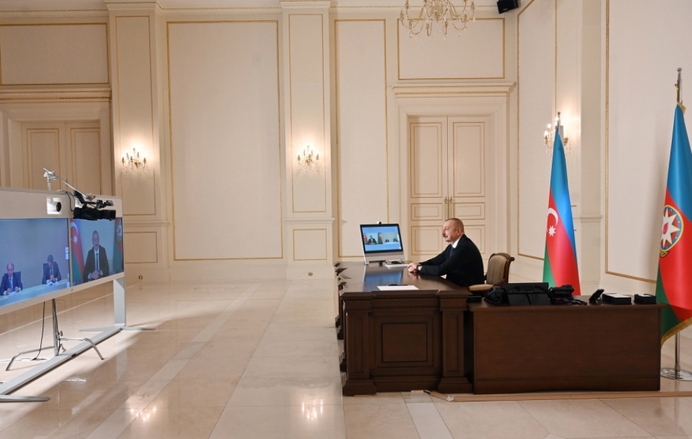 Prezident İlham Əliyev İtaliyanın “Maire Tecnimont Group”un sədrinin başçılıq etdiyi nümayəndə heyətini videoformatda qəbul edib
