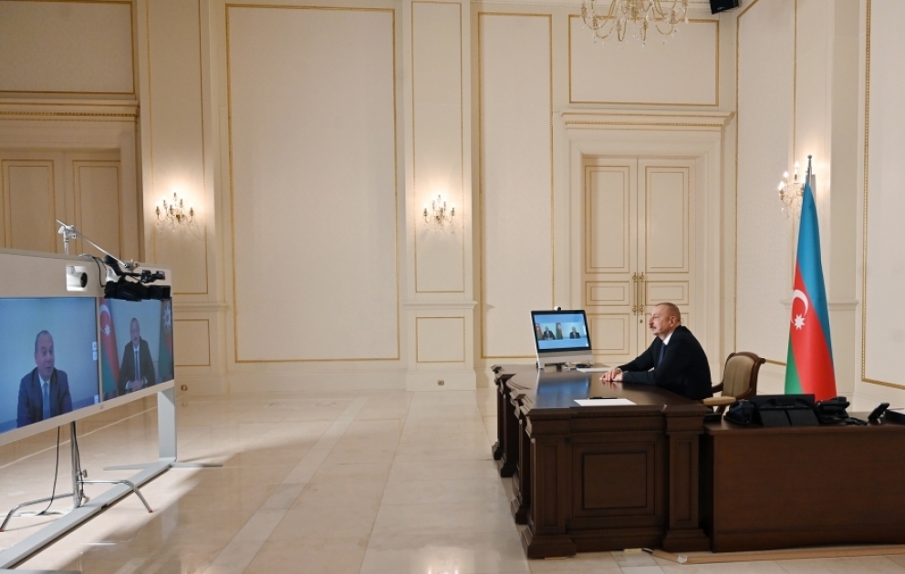 President Ilham Aliyev received in a video format president of US-based Foundation for Ethnic Understanding Marc Schneier