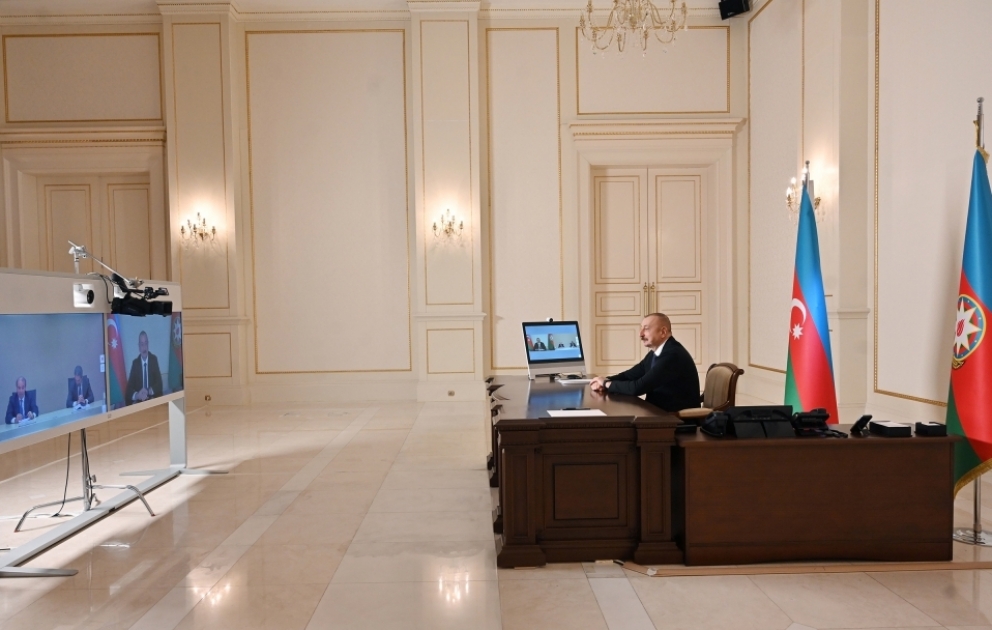 Prezident İlham Əliyev İtaliyanın “Maire Tecnimont Group” şirkətinin sədrinin başçılıq etdiyi nümayəndə heyətini videoformatda qəbul edib