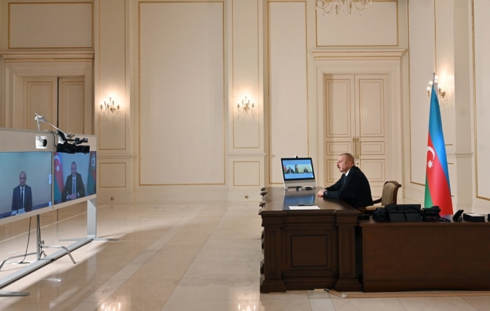 Le président Ilham Aliyev s’entretient par visioconférence avec Vugar Suleymanov à la suite de sa nomination à la tête de l’Agence du déminage