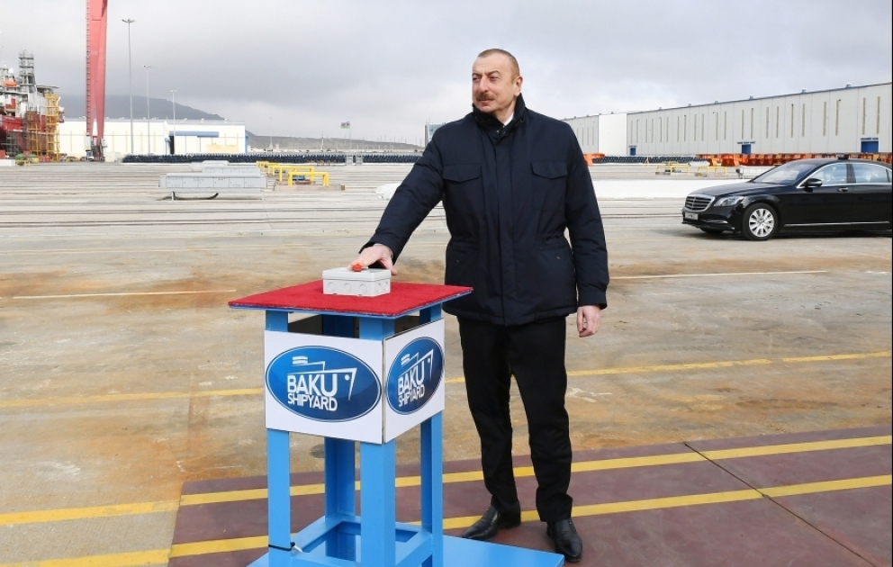 President Ilham Aliyev and first lady Mehriban Aliyeva attended sail away of “Academician Zarifa Aliyeva” and launch of “Azerbaijan” Ro-Pax type vessels